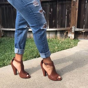 Brown Open Toe High Heels